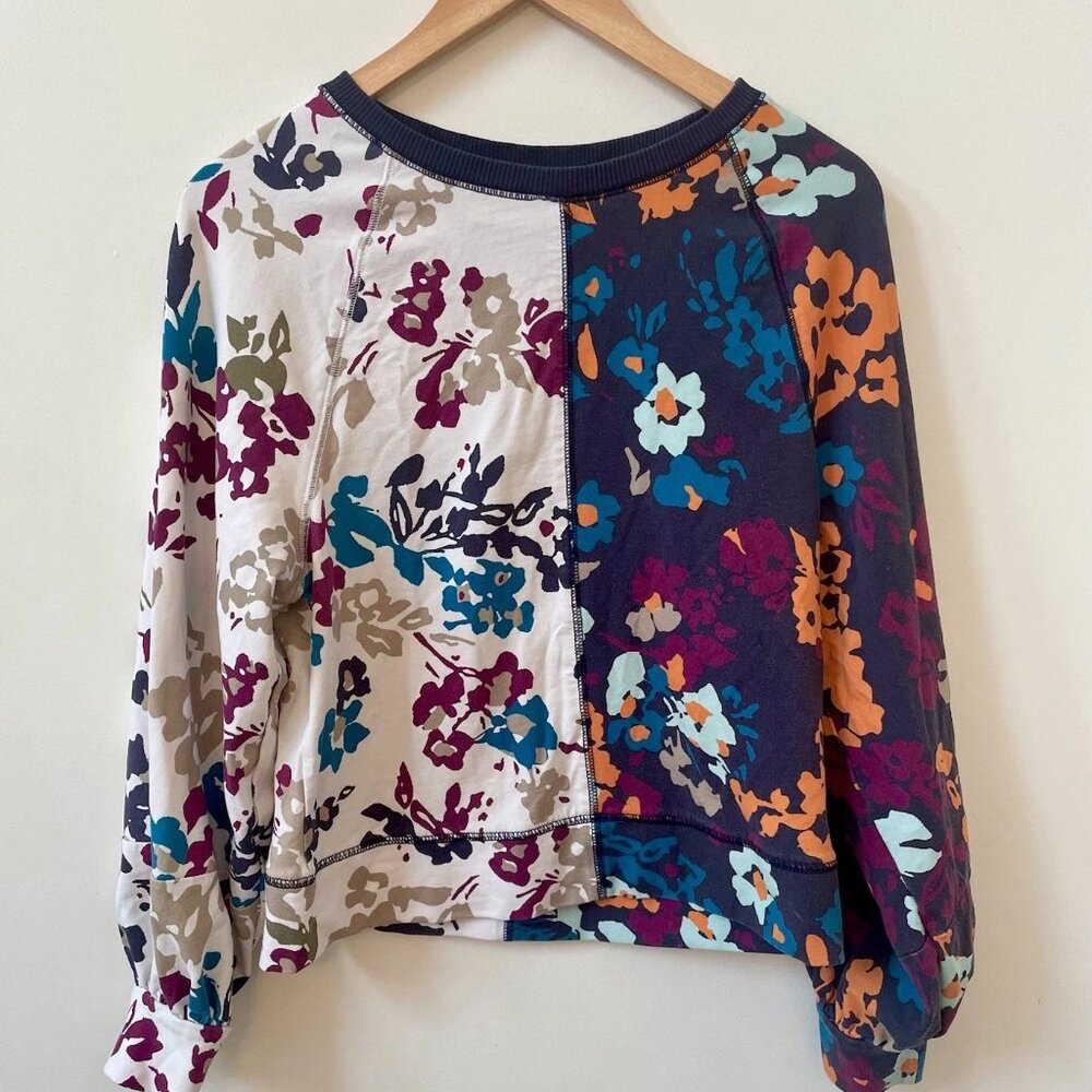 Maeve By Anthropologie Women’s Puff-Sleeve Floral Sweatshirt Lightweight Boho XS
